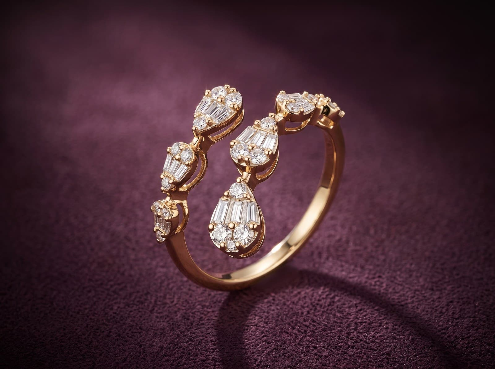 Ghada · Attached Looped Pears Diamond Ring — studio