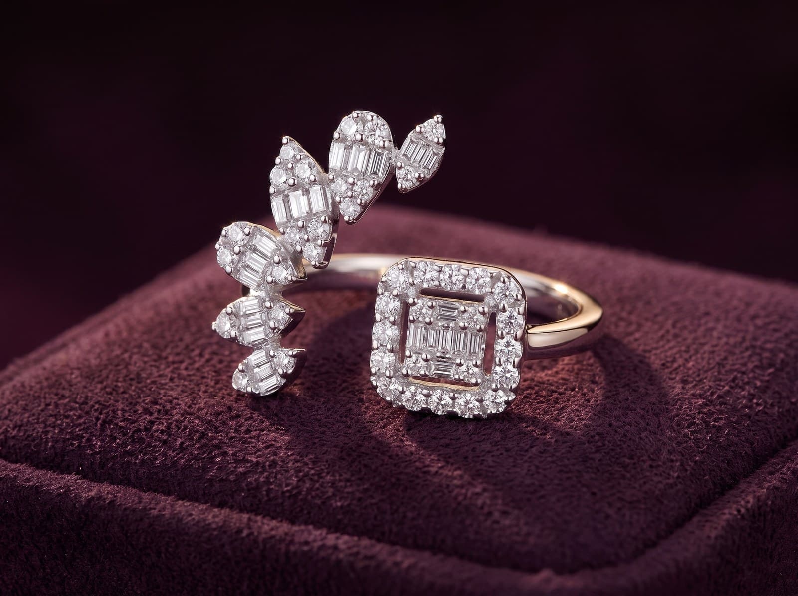 Amal · Multi-Shape Open Band Diamond Ring — studio