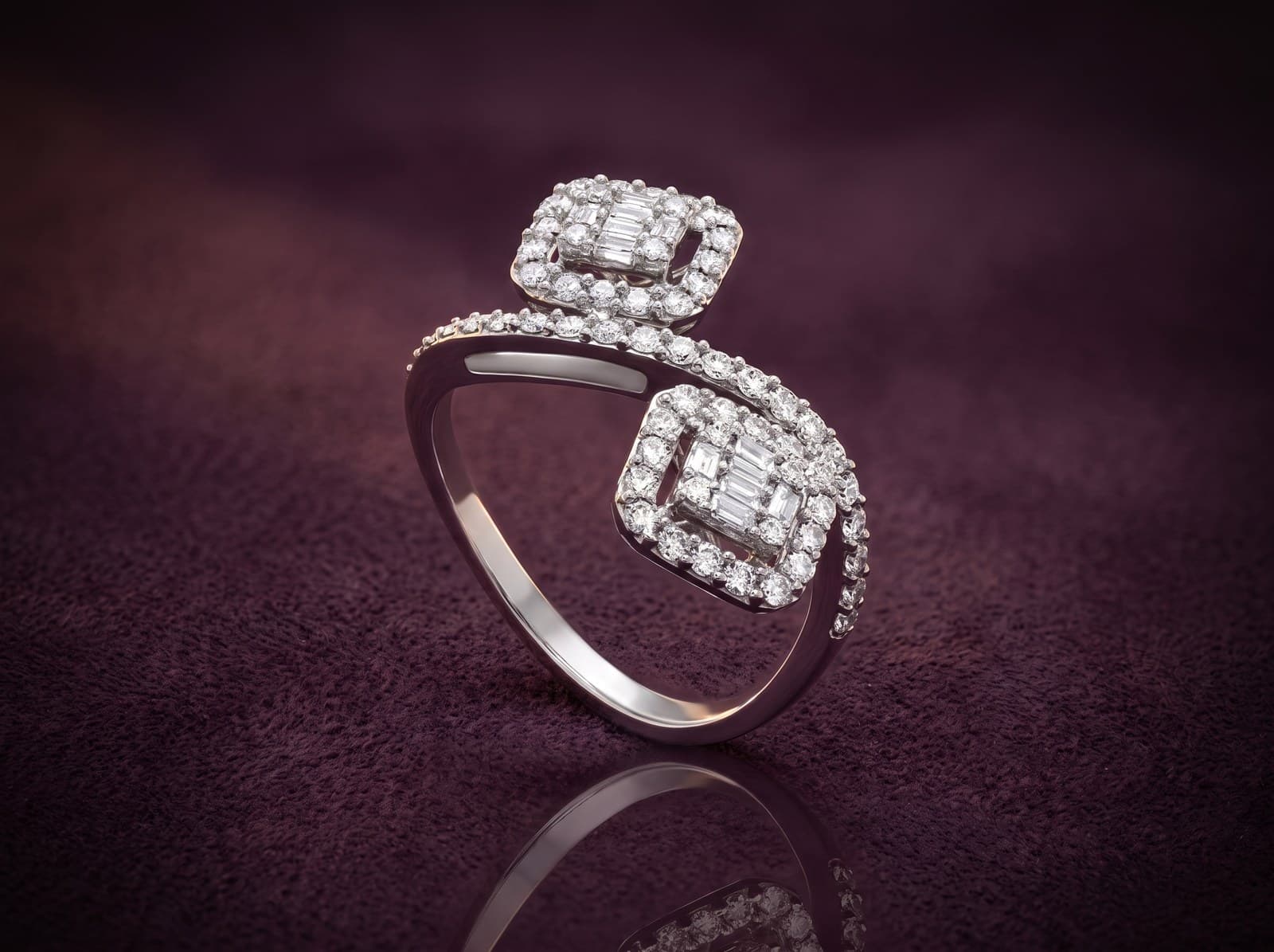 Lamia · Double Square Cushion Diamond Ring — studio