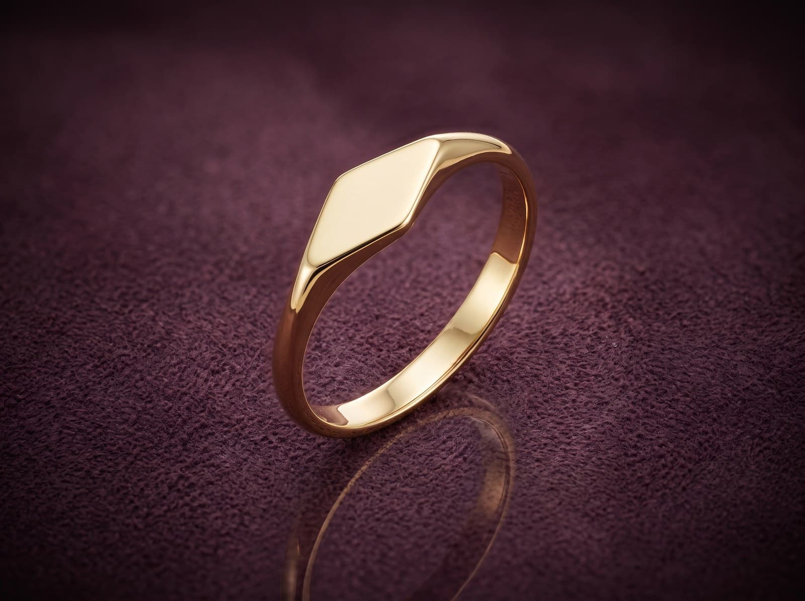 Zaina · Rhombus Engraved Initial Gold Ring