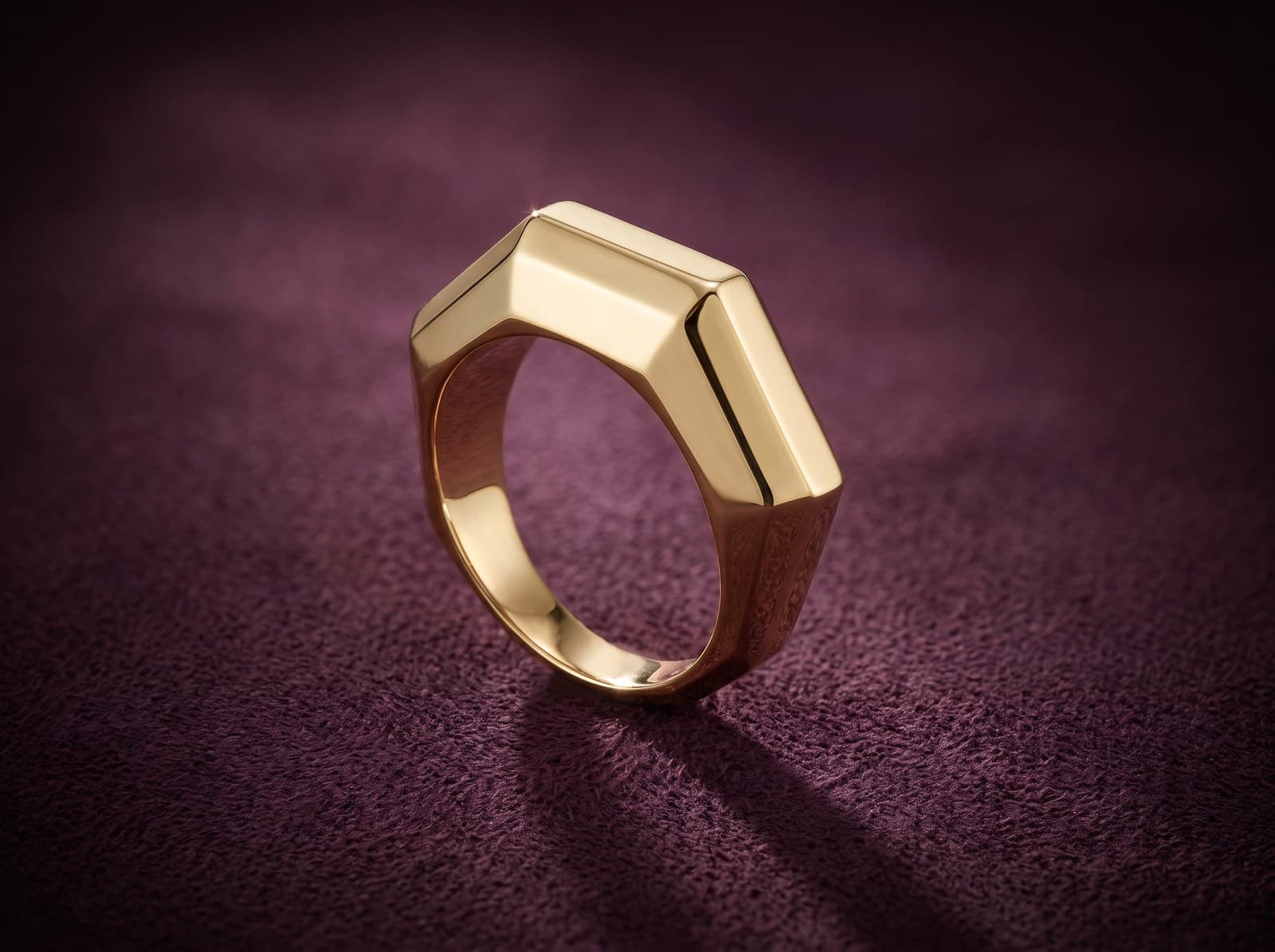 Zulfa · Shinny Solid Hexagonal Gold Ring — studio
