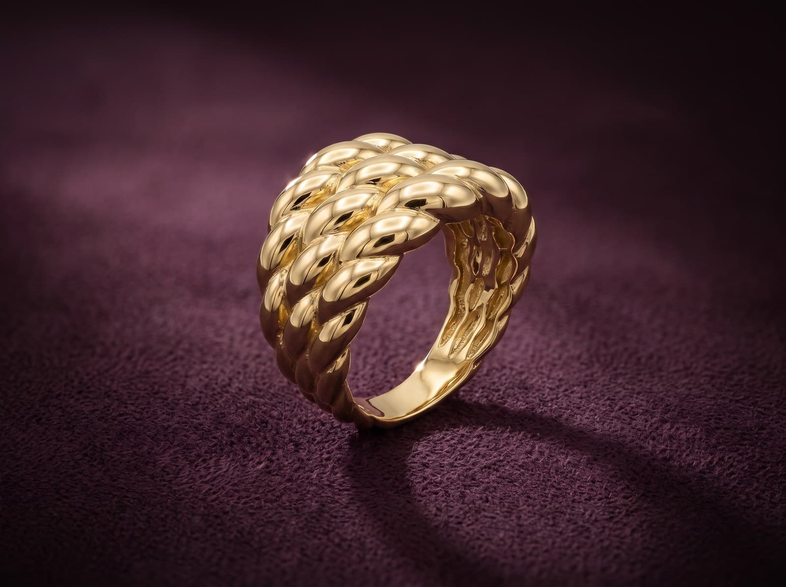 Fajr · Vintage Triple Rope Gold Ring — studio