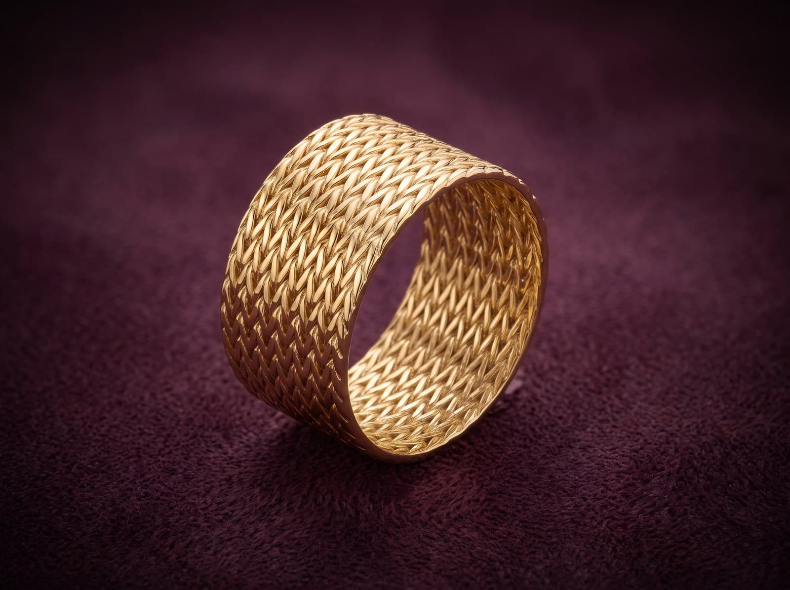 Ghusn · Wide Braided Gold Ring — studio