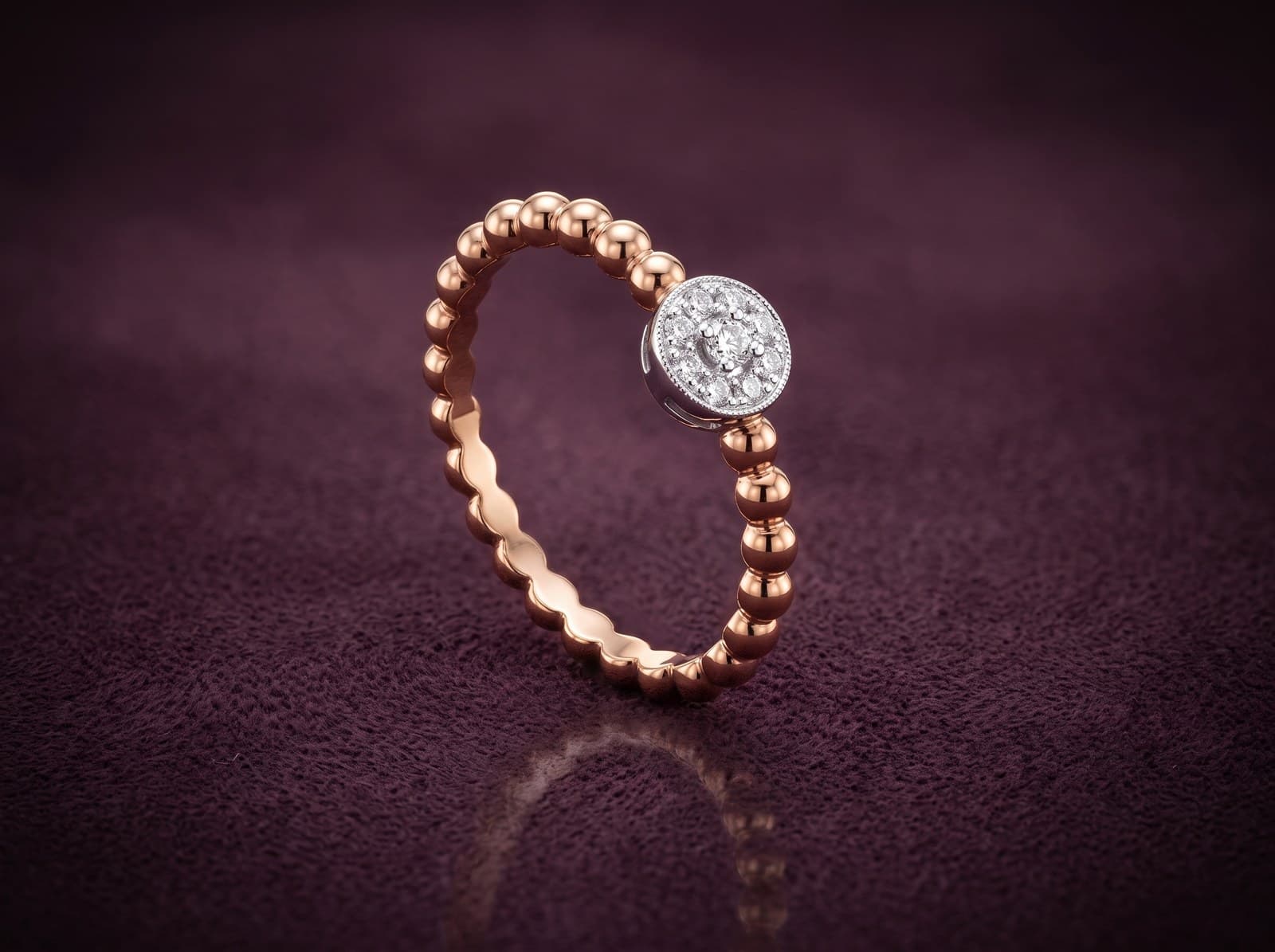 Ahad · Beaded Band Round Cluster Diamond Ring — studio