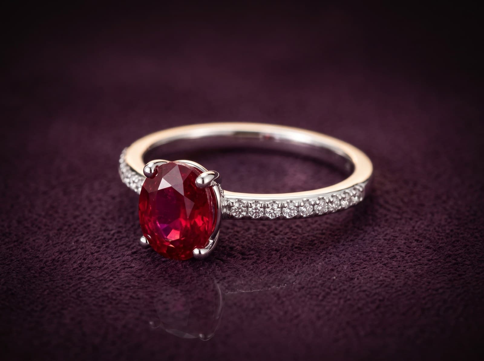 Qasam · Shinny Band With Ruby Oval Diamond Ring — studio