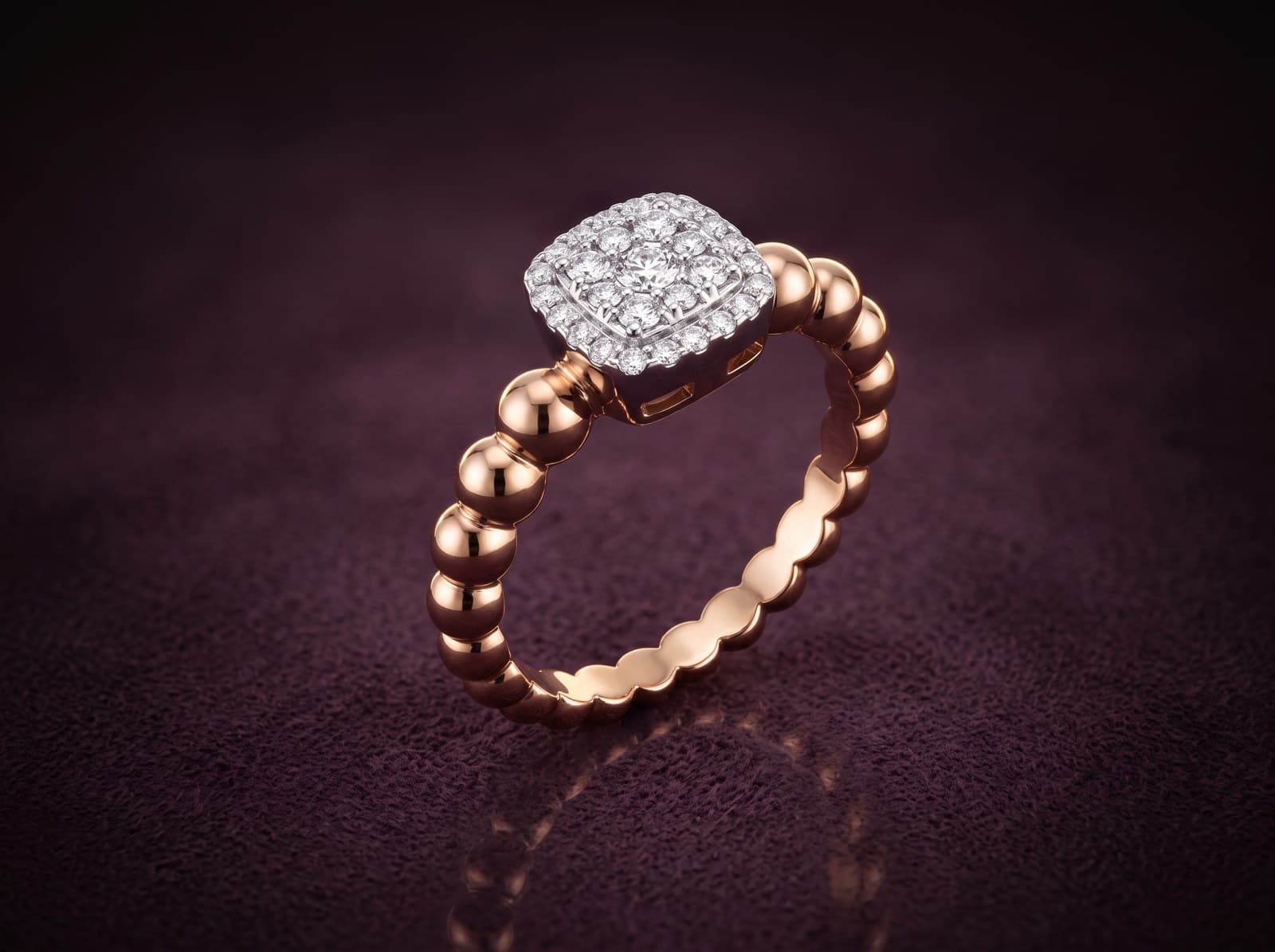 Uqda · Squared With Beaded Band Diamond Ring — studio