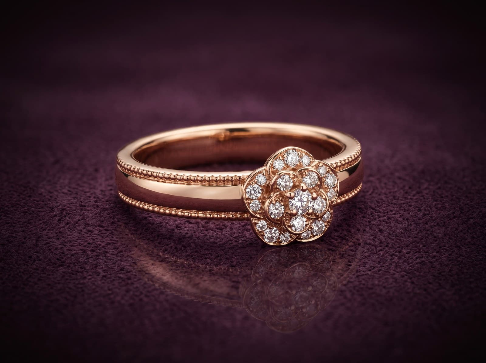 Dawam · Double Beaded Rose Band Diamond Ring — studio