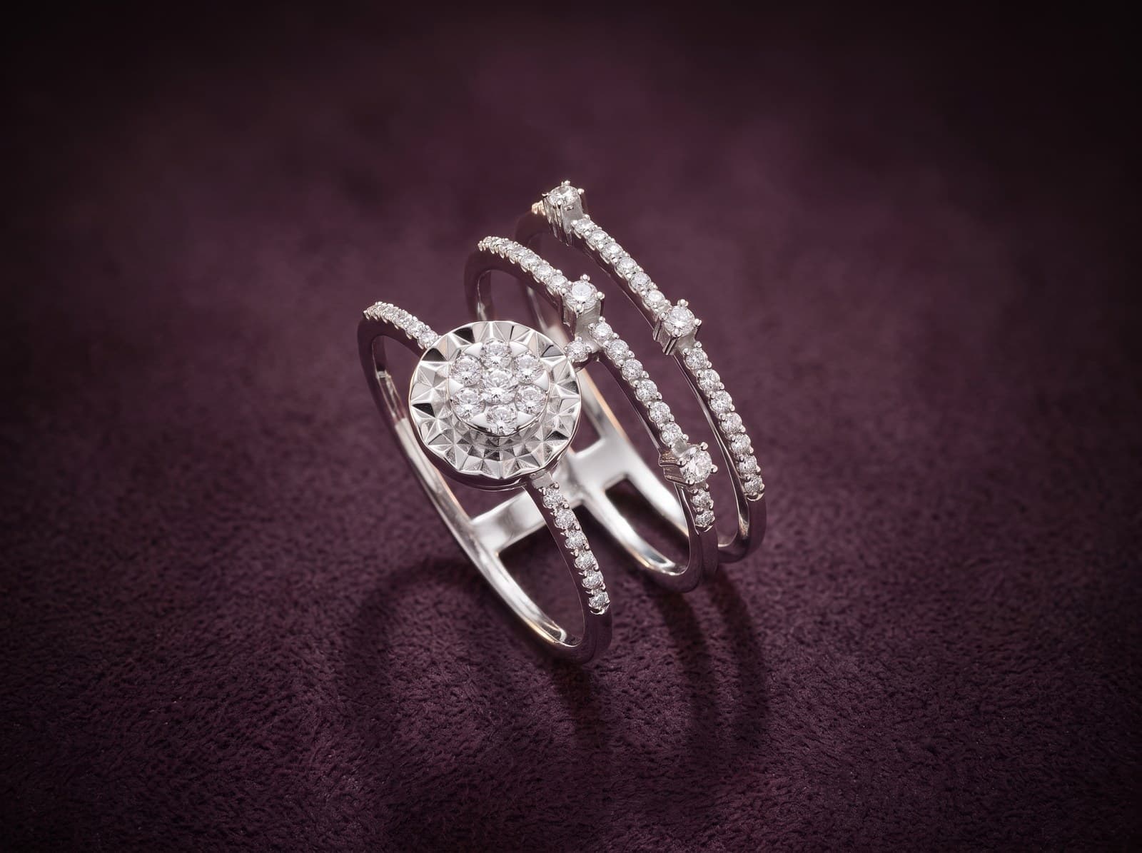 Azal · Triple Bands Diamond Ring — studio